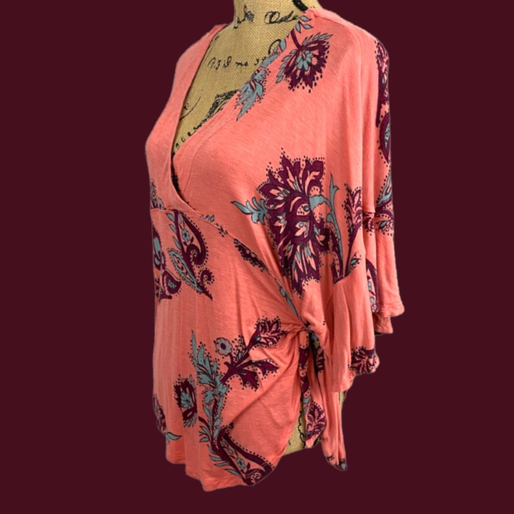 Free People coral batwing dolman sleeve knit top SMALL